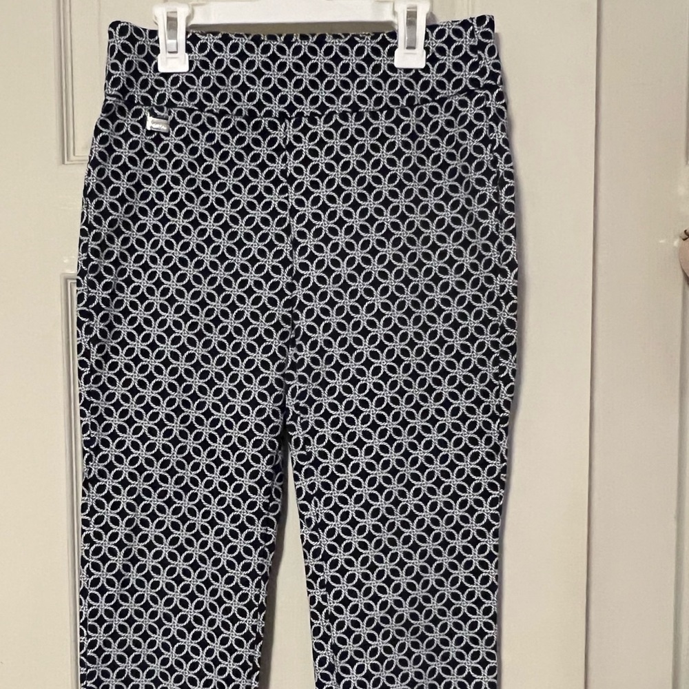 Blue and White Patterned Dress Pant